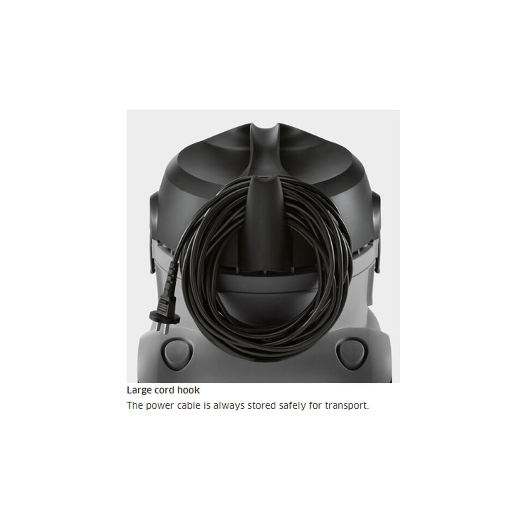 Karcher 1600W Classic Dry Vacuum Cleaner T 8/1 Classic | Large Cord Hook | Combi Floor Nozzle | Upholstery Nozzle | Vacuum Cleaner with 1 Year Warranty