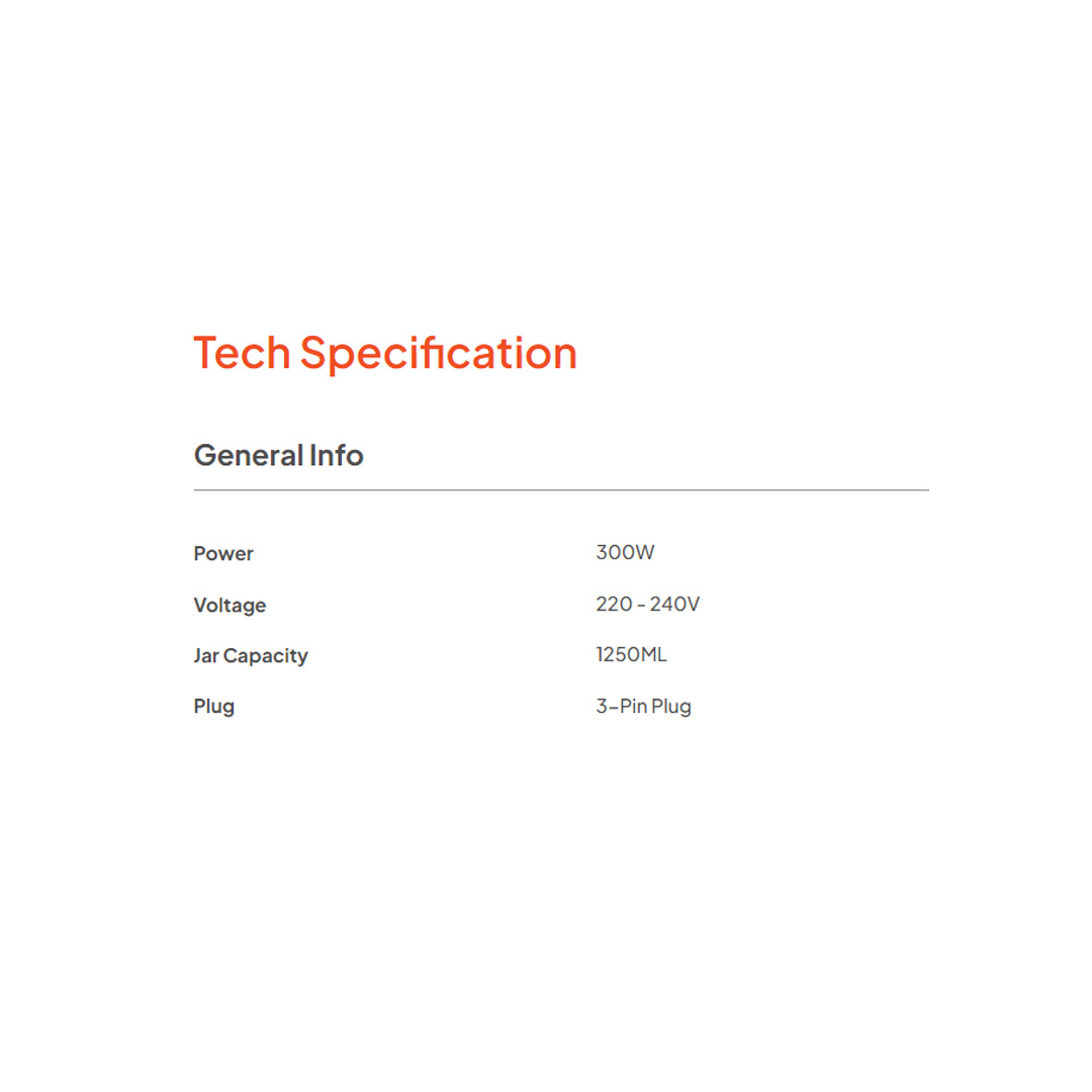 Russell Taylors 1.25L High-Speed Retro Blender TB1 | 300W Power | 2 Speeds + Pulse Function | Safety Locking | Blender with 2 Year Warranty