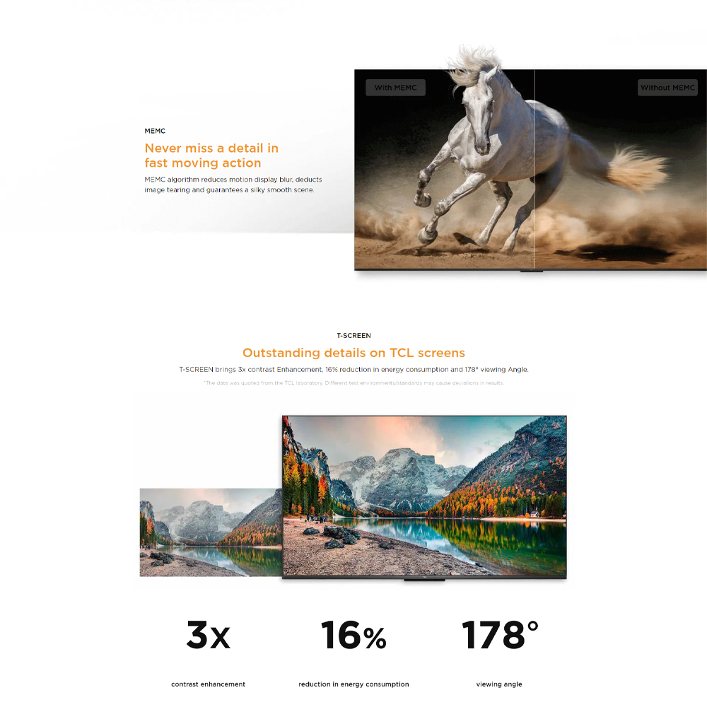 TCL 43" 50" 55" 65" 75" P755 4K UHD Google TV | Slim & Uni-body | AiPQ Processor | | T-SCREEN | 120Hz Game Accelerator