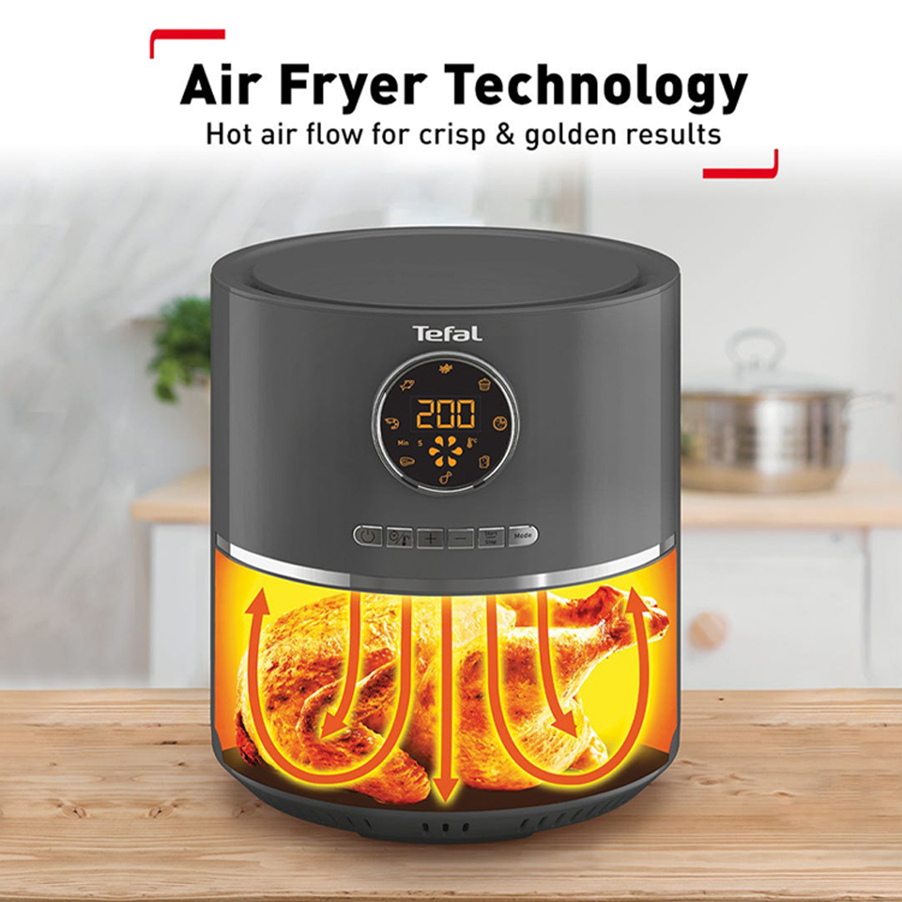 Tefal 4.2L Ultra Fry Healthy Air Fryer Charcoal EY111B40 | 8 Reset Programs | Timer Up to 60 Minutes | Intuitive Digital Interface