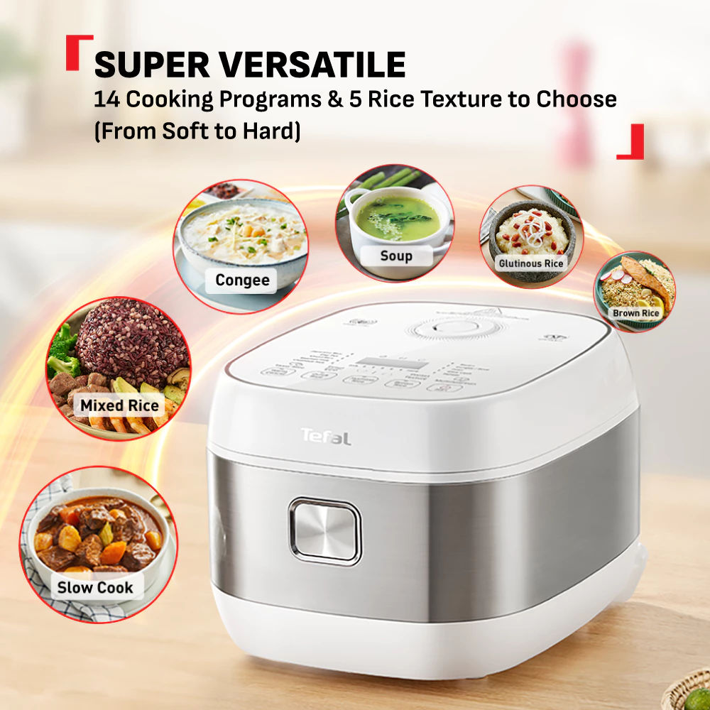 Tefal 1.5L Rice Master IH Rice Cooker RK8131G1 | Digital Smart Cooking | 14 versatile cooking programs | Touch control panel