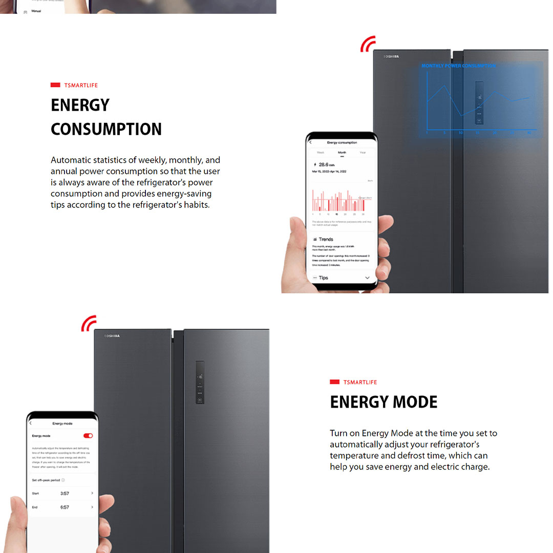 TOSHIBA 620L Side by Side Origin Inverter Refrigerator GR-RS696WI-PMY(06) | Open-Door Alarm | Super Cooling & Super Freezing | Home Away Mode | Pure BIO | Smart Temperature Control | Refrigerator with 1 Year Warranty