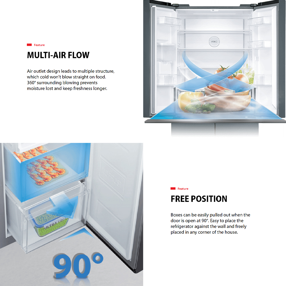 TOSHIBA 580L Multi Doors Origin Inverter IoT Refrigerator GR-RF608WI-PMY(06) | Smart Control | Moisture & Flexible Zone