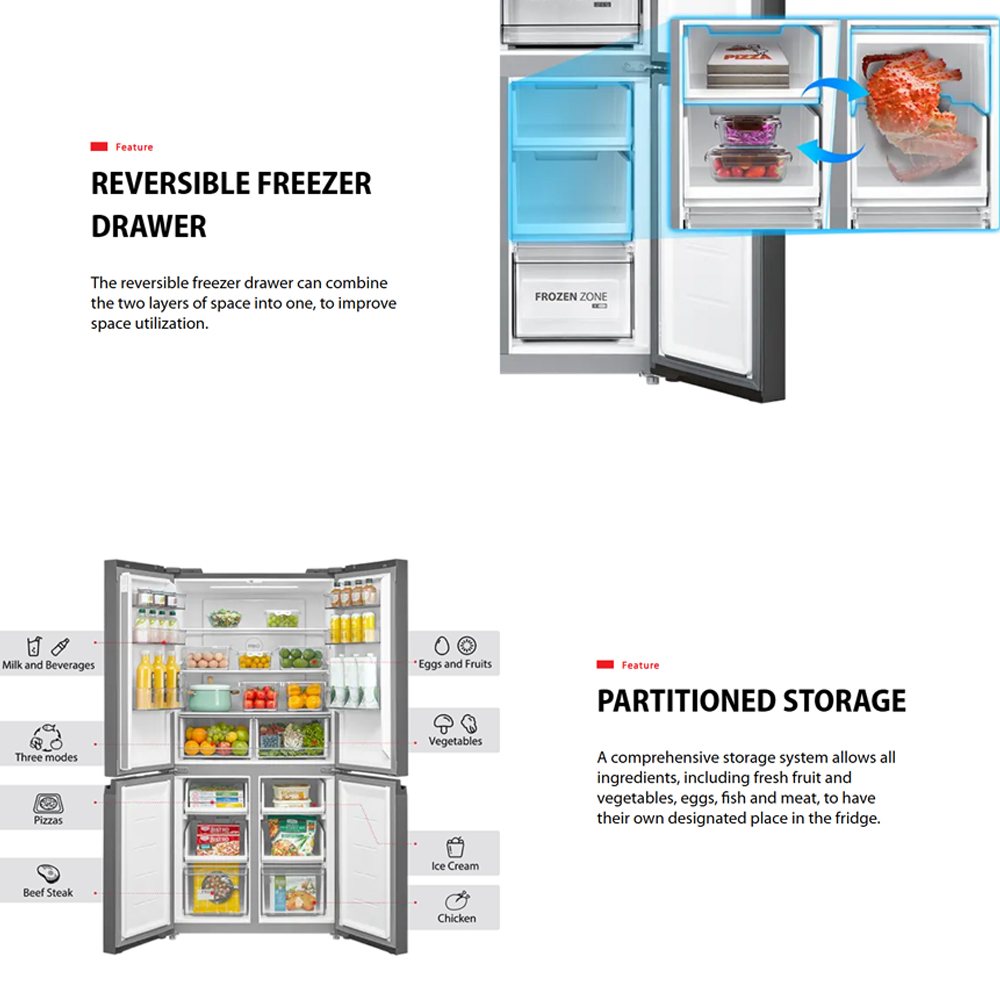 TOSHIBA 530L Multi Doors Origin Inverter IoT Refrigerator Black Glass GR-RF611WI-PGY(22) | PureBIO | TSmartLife Smart Control | Origin Inverter
