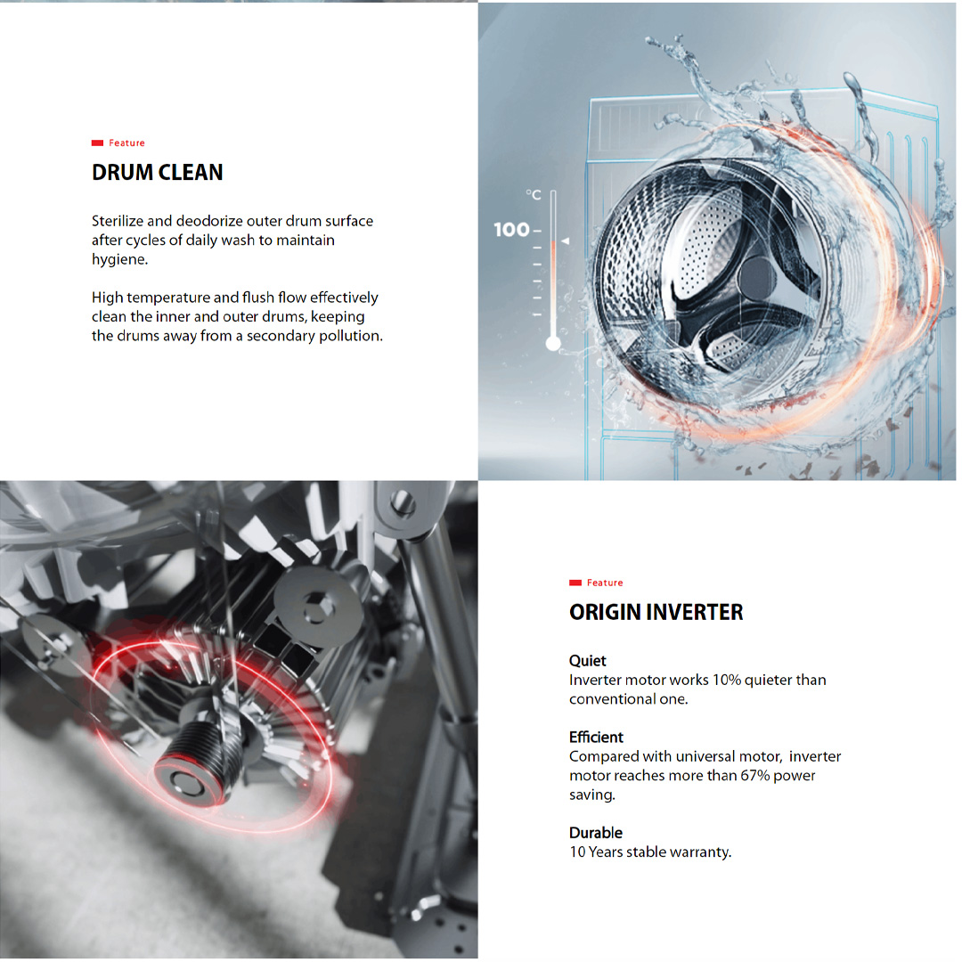 TOSHIBA Front Load THE GREATWAVES Origin Inverter Washer Dryer with Smart Control | 9.5KG/7KG - TWD-BM105GF4M(SK) / 11.5KG/8KG - WD-BM125GF4M(SK) / 12.5KG/8KG - TWD-BM135GF4M(SK) | Steam | Condenser | Drum Clean | Washer Dryer with 2 Year Warranty