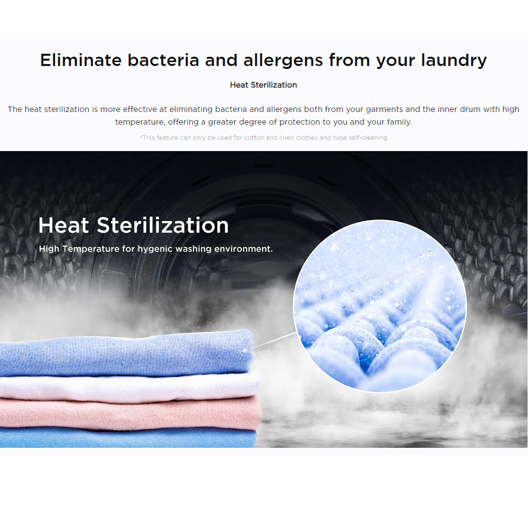 TCL 8/10KG Front Load Digital Inverter Washing Machine TWF80-G143061DA05 | Digital Inverter Motor | Steam Wash | Heat Sterilization | Add Garment | Drum Clean | 24 Hours Delay | Child Lock | Washing Machine with 2 Year Warranty