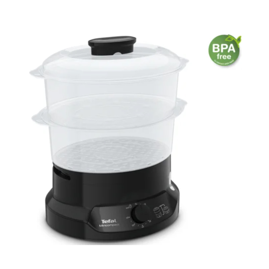 Tefal 6L Minicompact Steamer VC1398 | 800W Power | 60-Minute Timer | Low-fat Steam Cooking | Steamer with 2 Year Warranty