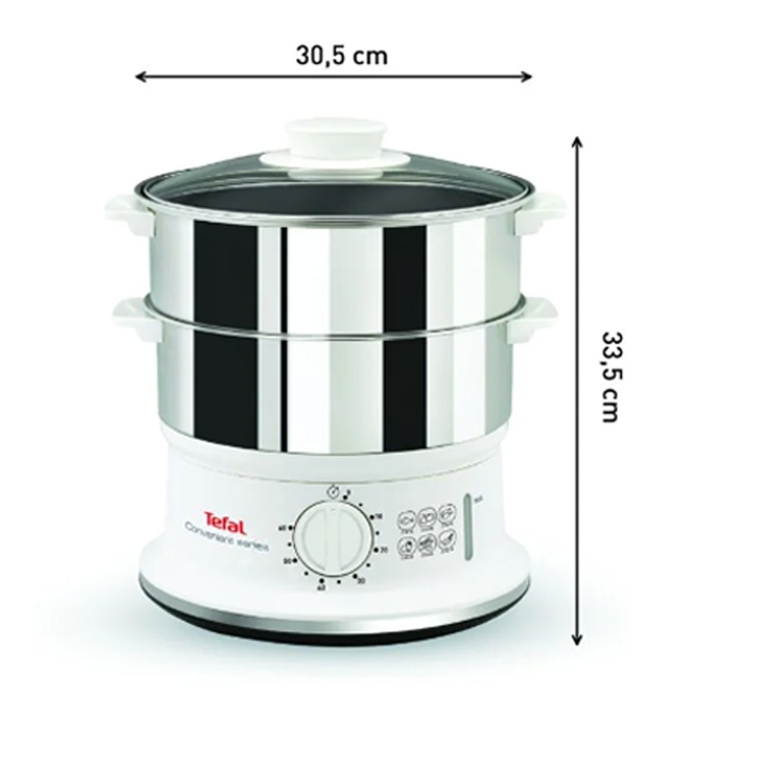 Tefal 6L Stainless Steel Convenient Steamer VC1451 | Easy Storage | External Water Filling | Water Level Indicator | Steamer with 2 Year Warranty