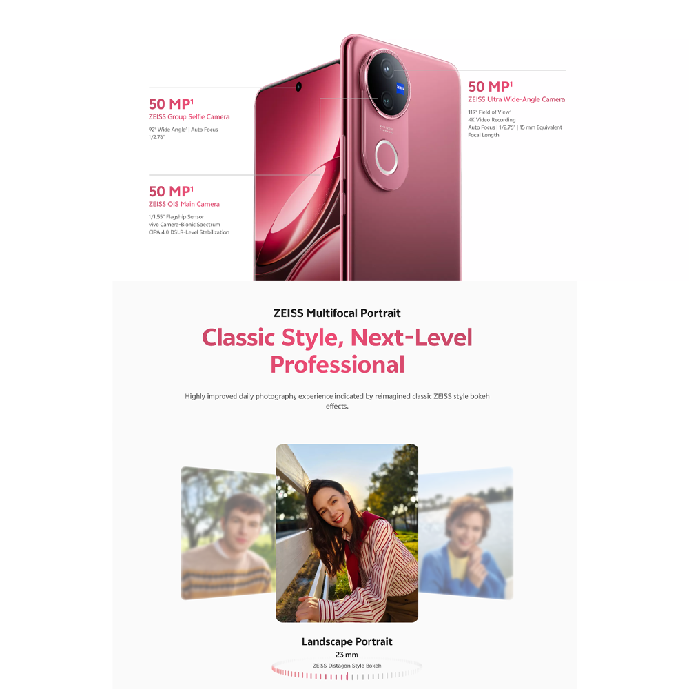 vivo V50 5G 8GB+256GB/12GB+256GB/12GB+512GB | 6.77 inches, AMOLED | Qualcomm SM7550-AB Snapdragon 7 Gen 3 (4 nm) | Li-Po 6000 mAh, 90W Flashcharge