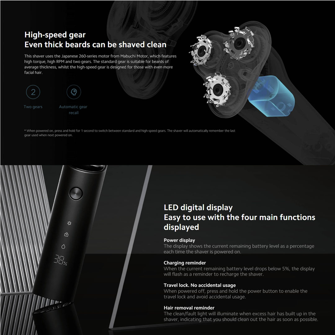Xiaomi Mi Electric Shaver S500 | IFT Floating Technology Pressure-Relief | Three 360° Floating Shaver-Heads | Type-C Charging | Electric Shaver with 1 Year Warranty