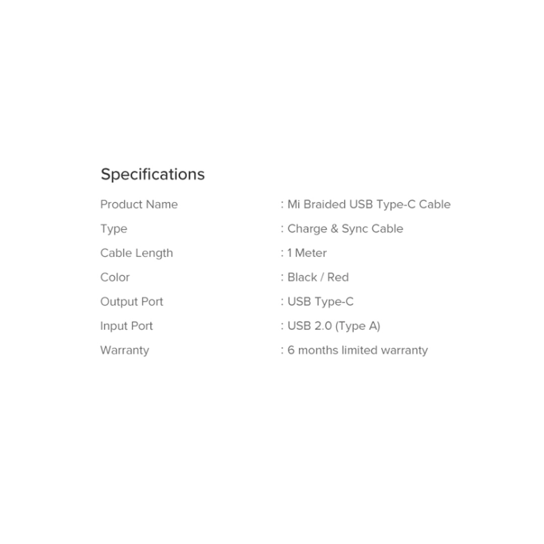 Xiaomi 1m Braided USB Type-C Cable | High-Strength Fiber Braid | Robust and Durable | Fine-Tuned Inside and Out | Cable with 1 Year Warranty