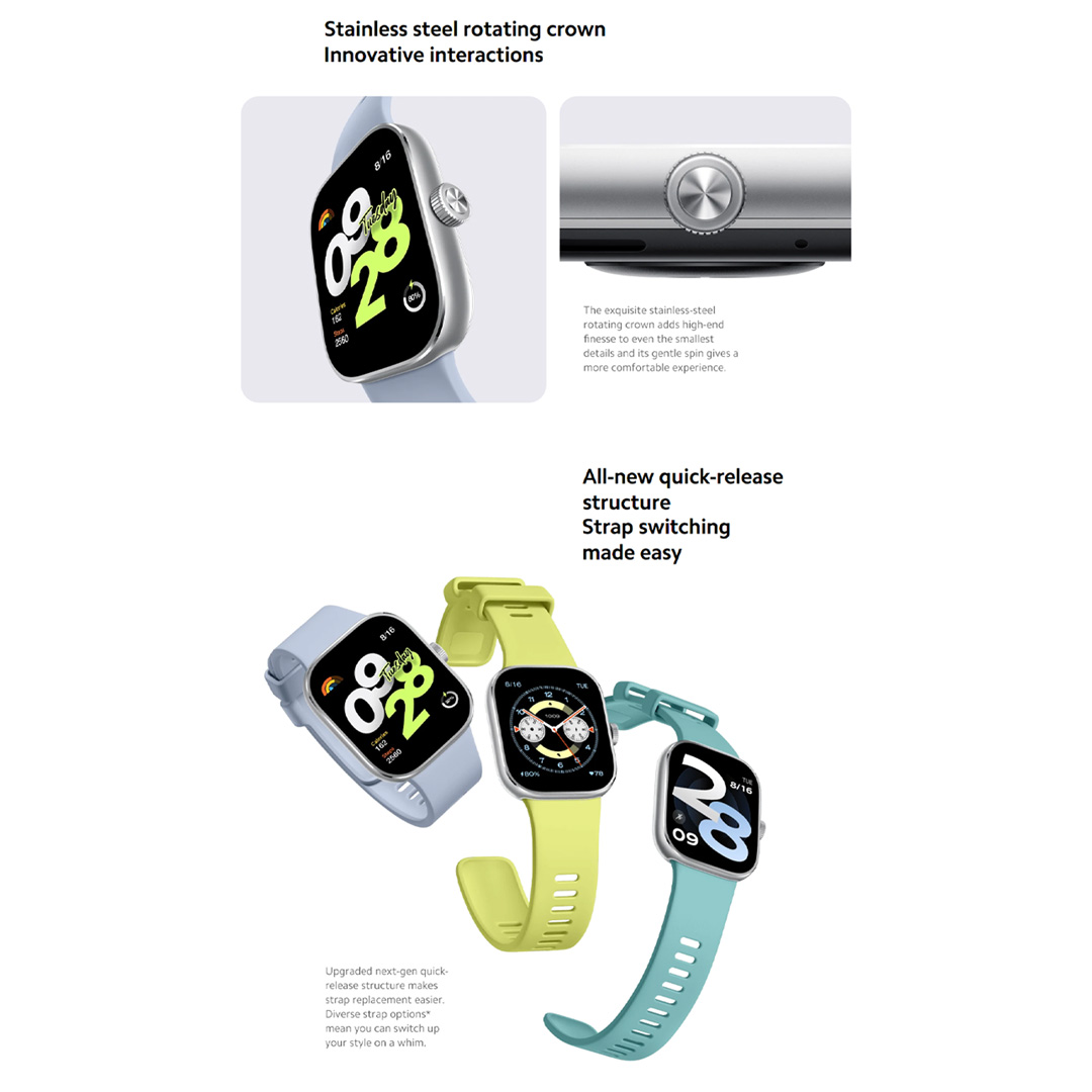 Xiaomi Redmi Watch 4 | 470mAh | Ultra-large 1.97" Square AMOLED | 60Hz refresh rate | 5ATM Water Resistance | Built-in Multi-System GNSS | 4-Channel PPG Sensor Configuration | Smartwatch with 1 Year Warranty