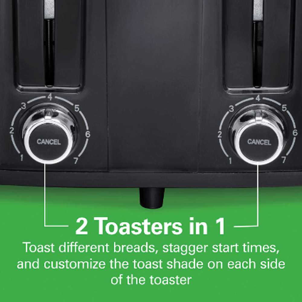 HAMILTON BEACH 4 Slices Toaster 24217G | 4 extra-wide slots | Auto shutoff | Easy-clean crumb trays | 2  Year General Warranty