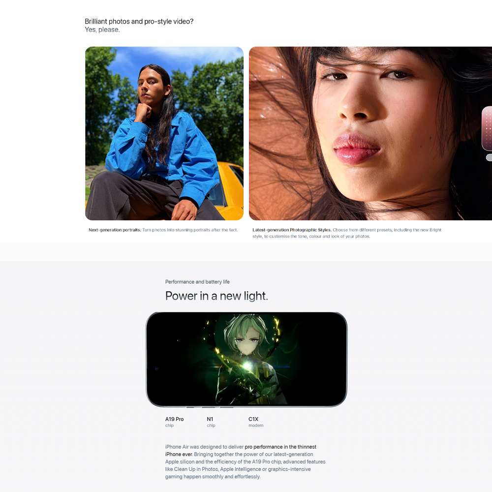 Apple iPhone Air | The Thinnest iPhone Ever | 6.5-inch Display | Durable Ceramic Shield Front and Back | 48MP Fusion Camera System and Center Stage Front Camera