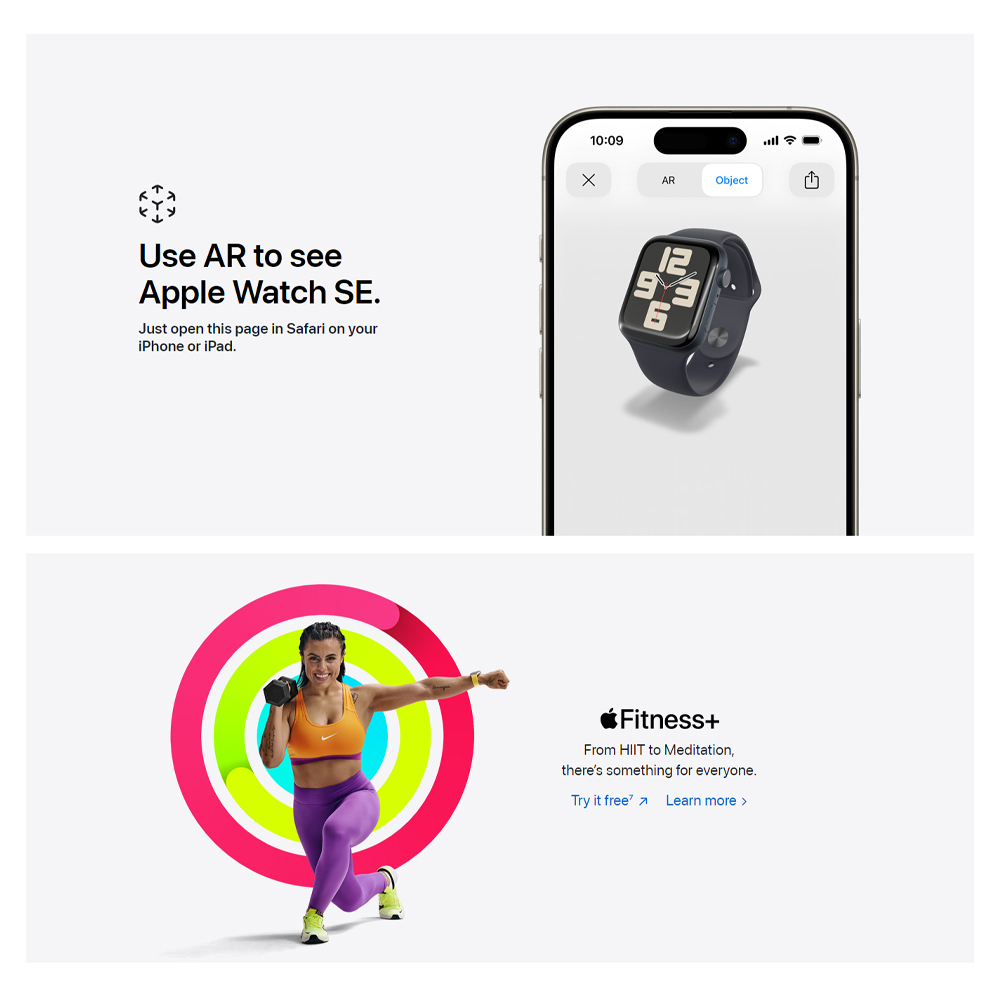 Apple Watch SE (2nd Gen) Midnight Aluminum Case With Sport Band GPS 44mm | Cycle Tracking | Emergency SOS | Water Resistant10 | 1  Year General Warranty