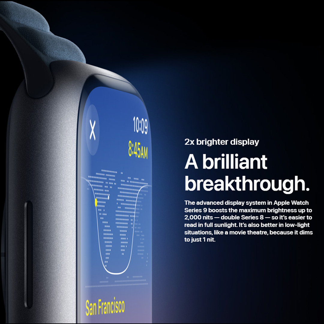 Apple Watch Series 9 Starlight Aluminium Case with Sport Band | 41mm/44mm | GPS/GPS+Celullar | 1.9" Display | 308mAh Battery | Crash Detection | Fall Detection | Smart Watch with 1 Year Warranty