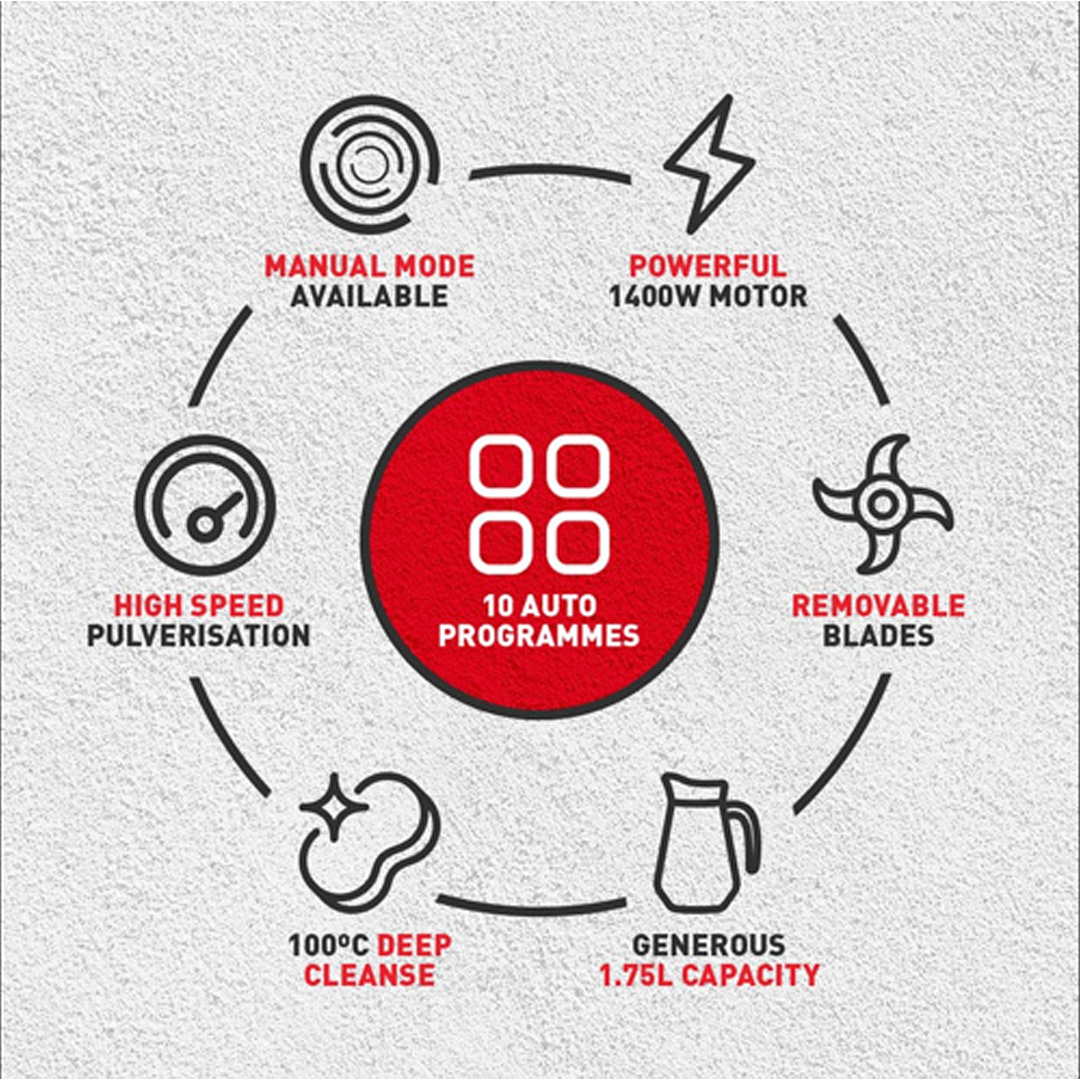 Tefal 2L PerfectMix Cook & Steam Blender BL83SD | 10 Automatic Programs | Removable Blades | High-Speed Blending | Blender with 2 Year Warranty