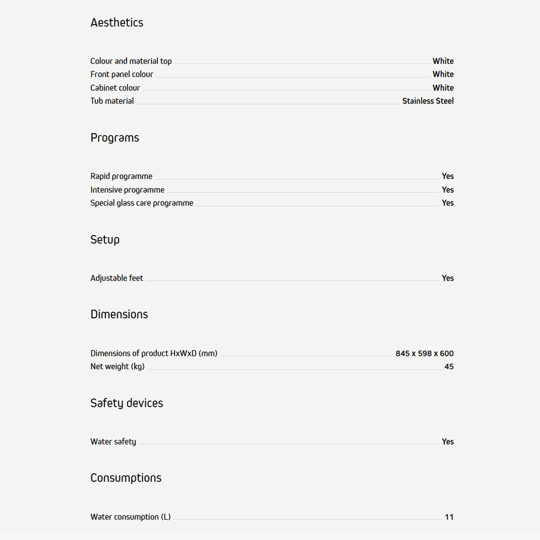 Brandt 12/15 Place Setting Free Standing Dishwasher DWF128DW/BDF54DXA | Hygiene+ | Extra Drying | Up to 24 hours | Dishwasher with 1 Year Warranty