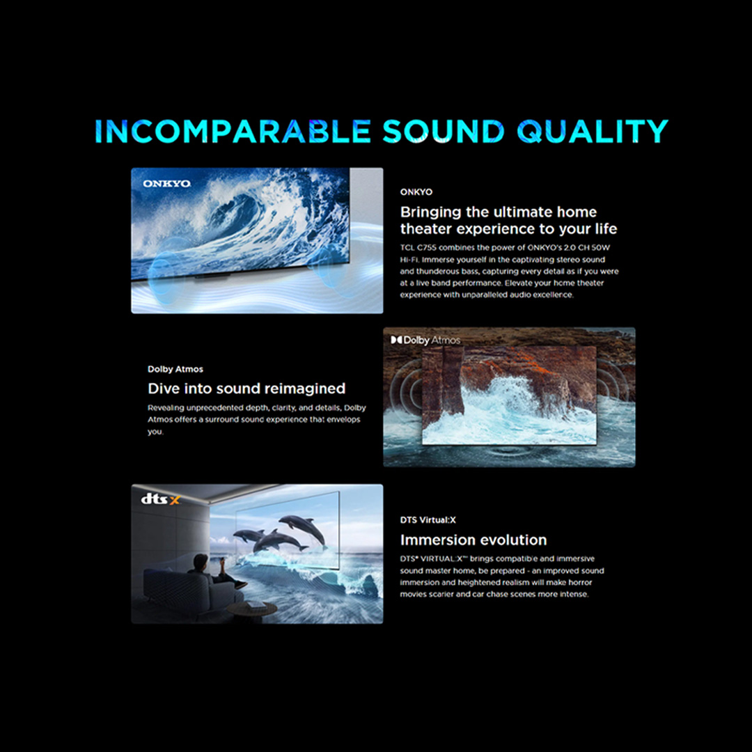 TCL 55" / 65" /75" / 85" / 98" 4K UHD QD-Mini LED Google TV | 55C755 / 65C755 / 75C755 / 85C755 / 98C755 | Full Array Local Dimming | IMAX Enhanced | Google TV with 2 Year Warranty