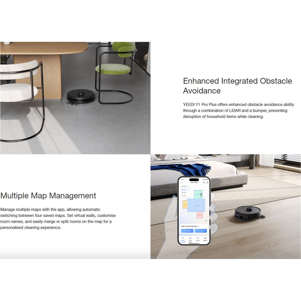 Ecovacs 6500Pa YEEDI PRO PLUS Y1 | 5L large dust bag | 6500Pa suction power | 180 minutes cleaning experience