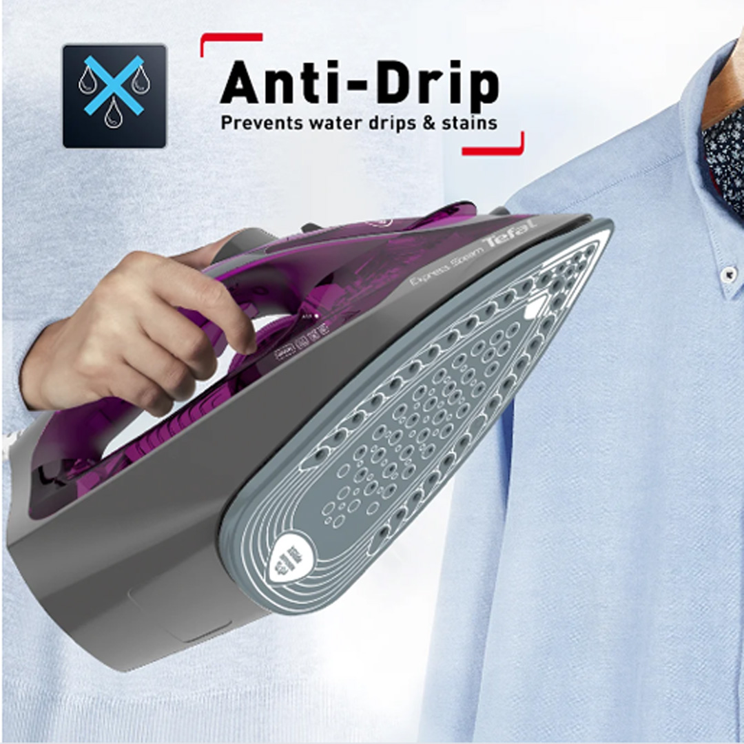 Tefal 2600W Express Steam Steam Iron FV2843 | 210W Steam Boost | 270L Water Tank Capacity | Vertical Steam | Anti-Drip | Steam Iron with 2 Year Warranty