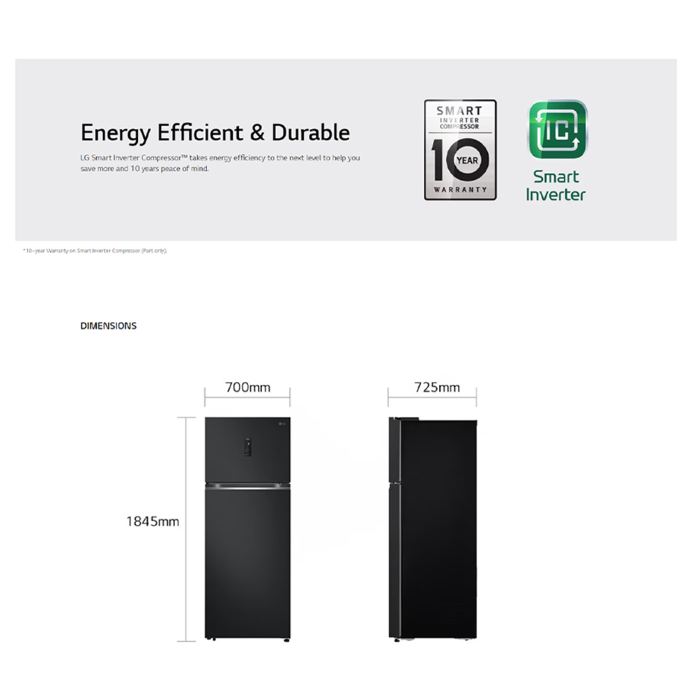 LG 493L 2 Doors Top Mount Smart Inverter Refrigerator GN-B452PBFK / GN-B452PPFK / GN-B452PMFK / GN-B452PQBK | Smart Inverter Compressor | Multi Air Flow | Door Cooling+ | 1 Year General Warranty & 10 Year Motor Warranty