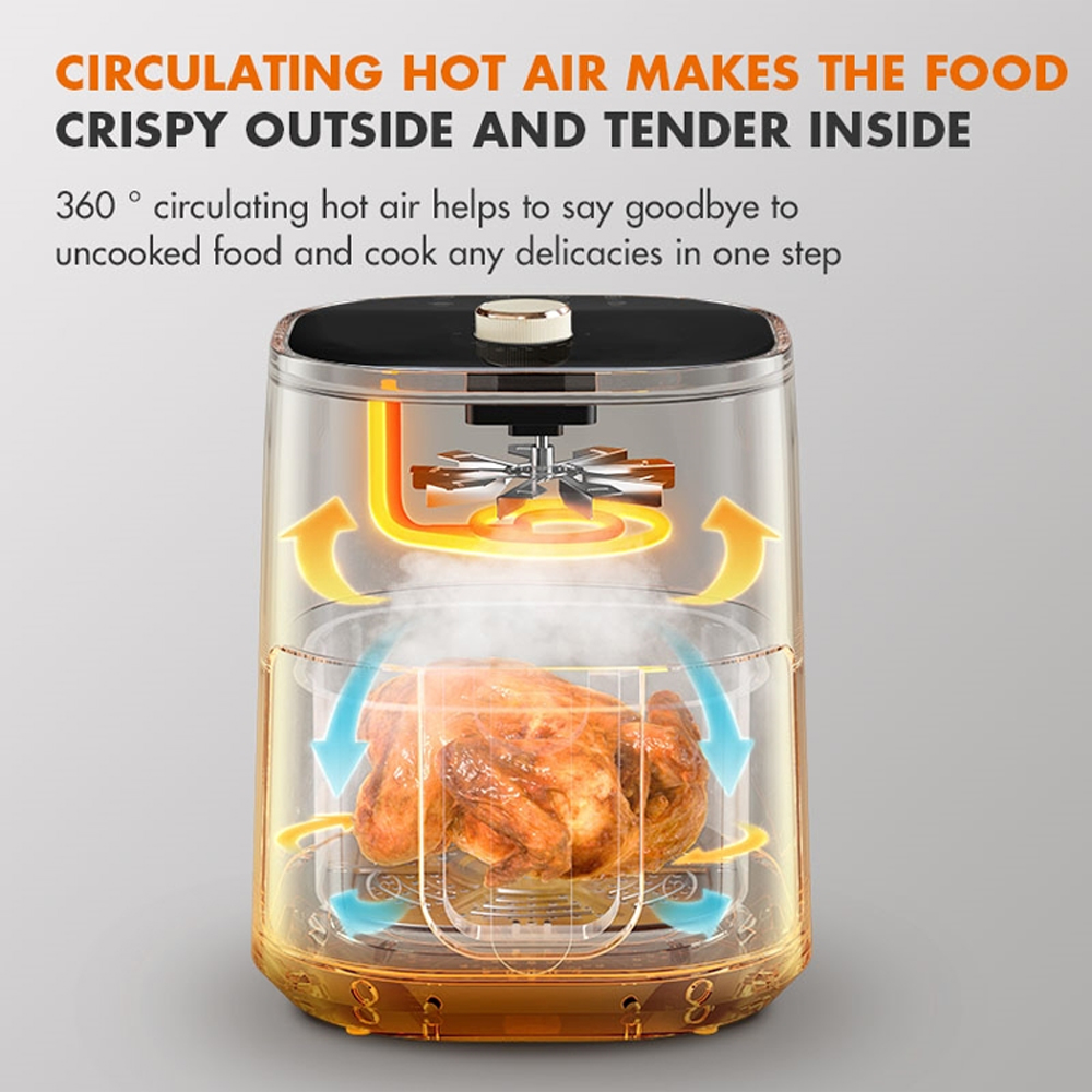 Gaabor 4L Air Fryer Parameters AF40M-BK03A | 360° Circulating Hot Air | One-Turn Timing | Easy to Clean | 1  Year General Warranty