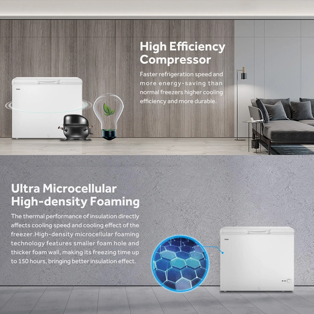 HAIER 206L Chest Freezer BD-248HME | Double Effective Protection Anti-Bacterial | Energy Saving