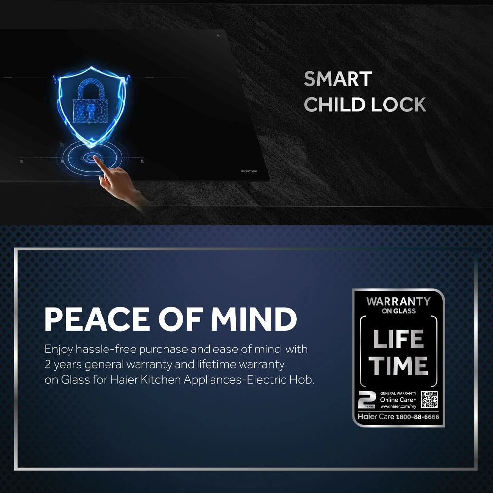 HAIER 2 Burners Built-in Induction Cooker HI-Y672SNNDC | Power Output: 2300W + 2300W | 9 Power Control Level | 240 Minutes Cooking Timer