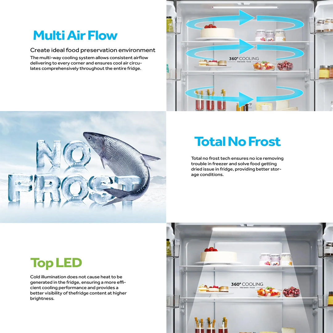 HAIER 469L Inverter Multi Doors Refrigerator  HRF-IM585EM(FB)/HRF-IG585EM(GB) | Digital Touch Screen | Flexible Shelves | 3 Temperature Options | Refrigerator with 2 Year Warranty