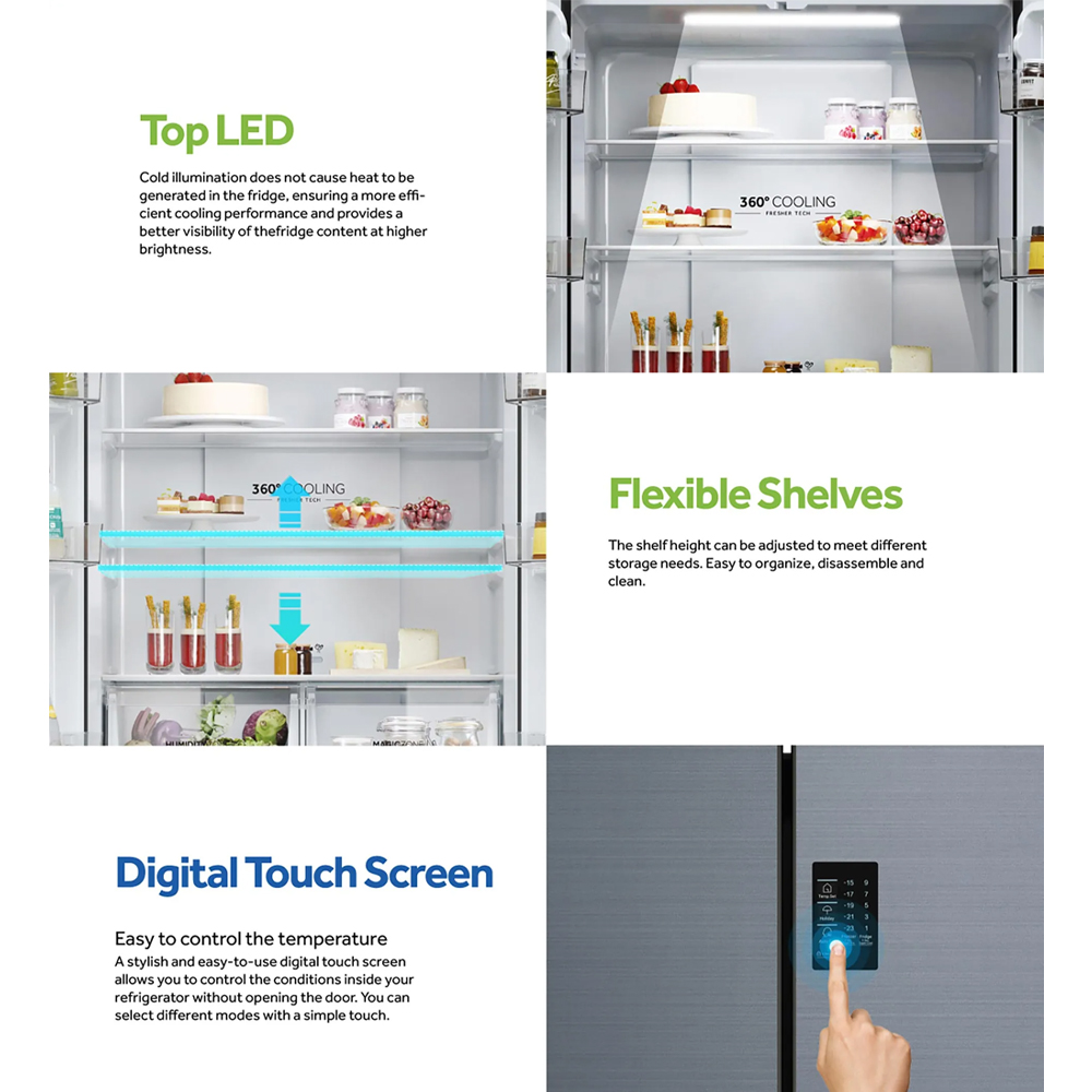 HAIER 529L Inverter Multi Doors Refrigerator Glass HRF-IG585EM | HCS Moist Zone | 3 Temperature Options