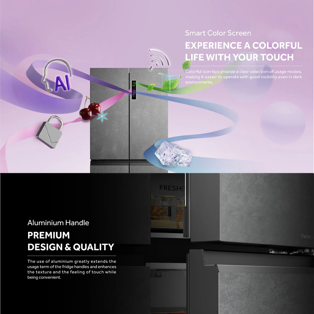 HAIER 758L Multi Doors Twin Inverter Refrigerator HRF-IM758FG(SG)U1 | Full-Sized LED Light Panel | Quite & Energy Saving