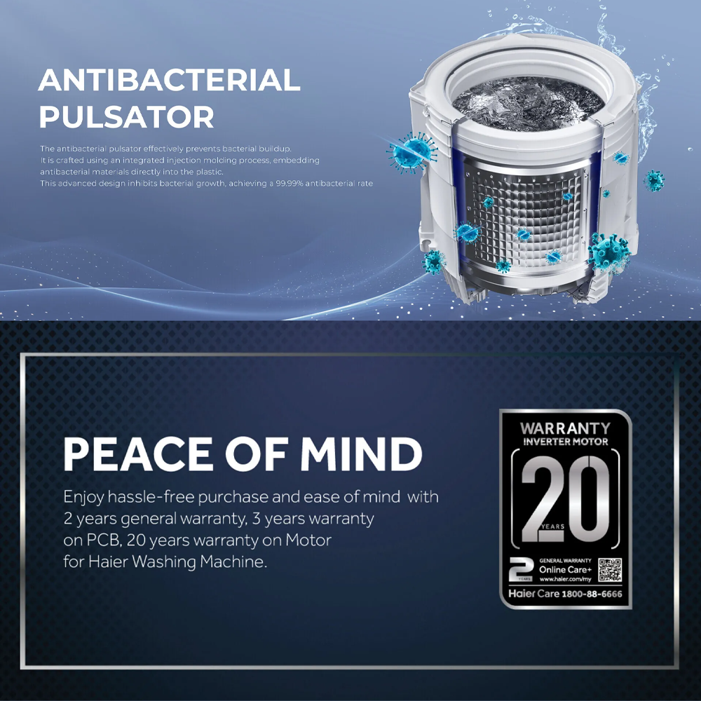HAIER 18KG/20KG Top Load Direct Motion Inverter Color AI Washing Machine HWM180-B2158B/HWM200-B2158B