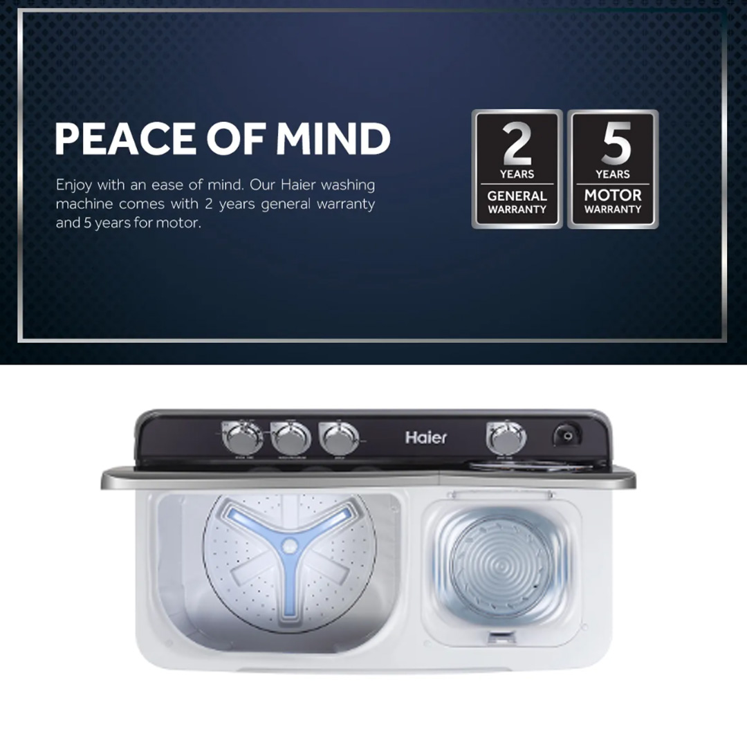 HAIER 10.5KG/15KG Semi Auto Washing Machine HWM105-M186/HWM150-M186 | High Rib Agitator | Water Inlet Selection | Soak Wash | Air Dry | Transparent Lid | Easy Clean Filter | Washing Machine with 2 Year Warranty