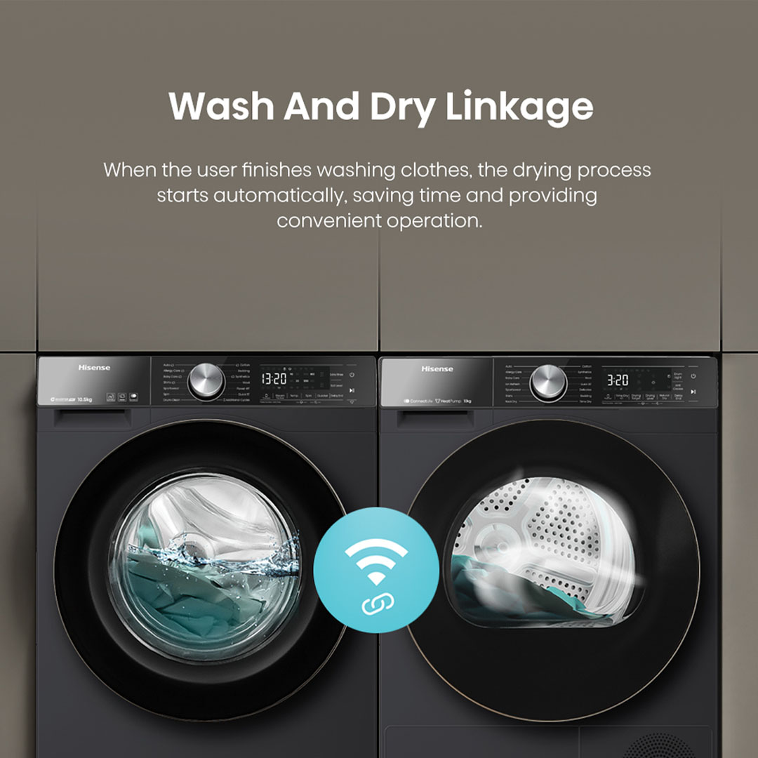 HISENSE 10.5KG Front Load Washing Machine WF5S1075BB | Active Hygiene | Remove 99.99% Bacteria | Sterile Rubber Seal | Washing Machine with 1 Year Warranty