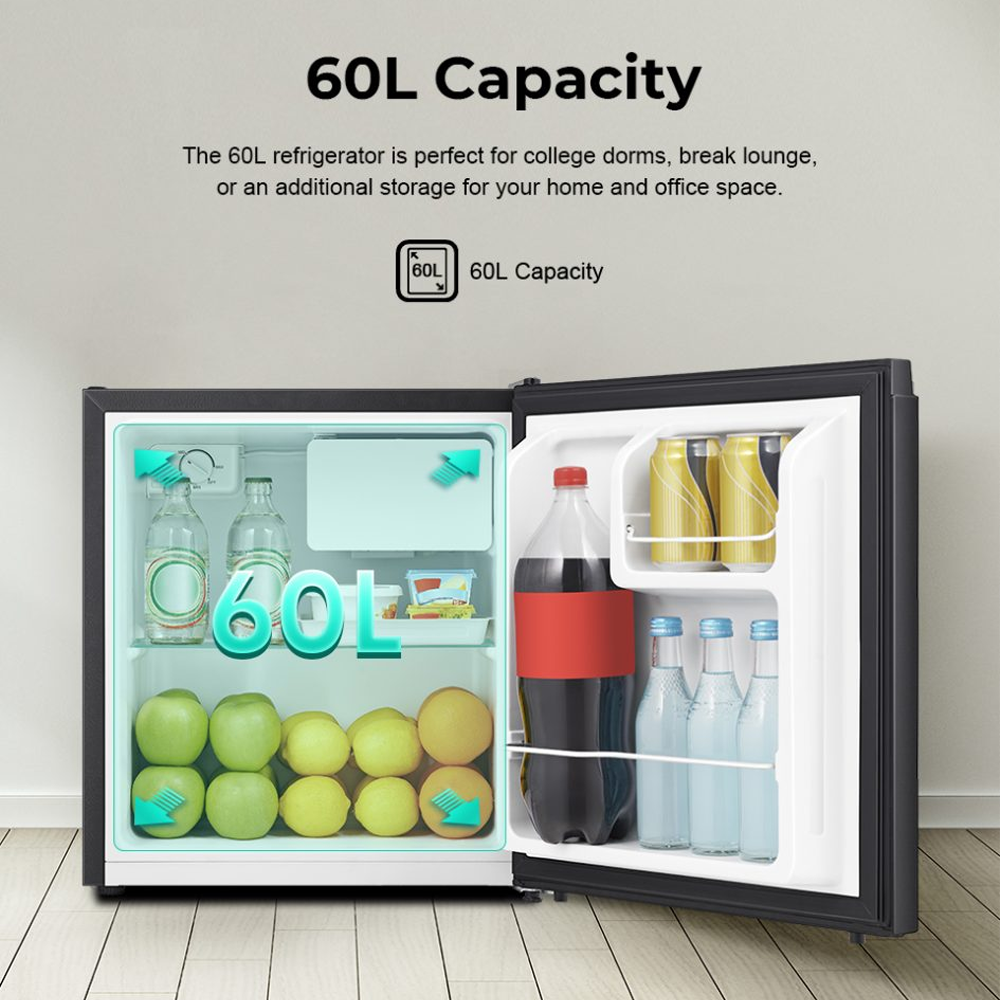 HISENSE 60L Minibar RR60D4ABN Single Door Fridge Mini Bar Refrigerator | Reversible Door | Separate Chiller Zone | Adjustable Thermostat