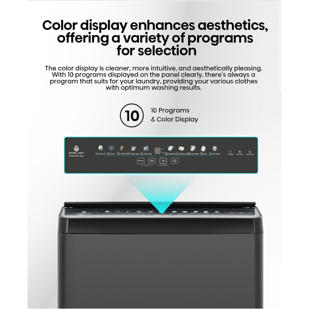 HISENSE 13KG Top Load Washing Machine Premium WTJA1313UB | One Touch AI Wash | 10 Preset Programs | Turbo Wash