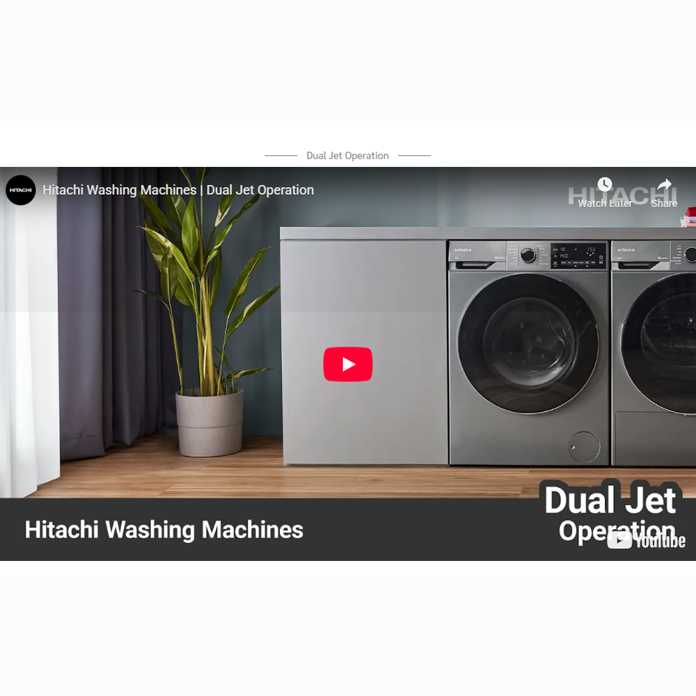 Hitachi 9/ 10KG Front Load Inverter Steam & Hygiene Washing Machine BD-90YFVEM / BD-100XFVEADM | Steam & Hygience Programme | Efficient Inverter Motor | 15 Preset Programmes