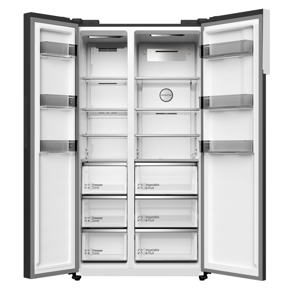 Hitachi 552L Side by Side Inverter Refrigerator HRSN9552DGBMY | 3 Layer Storage Drawers| Mirror Touch Controller