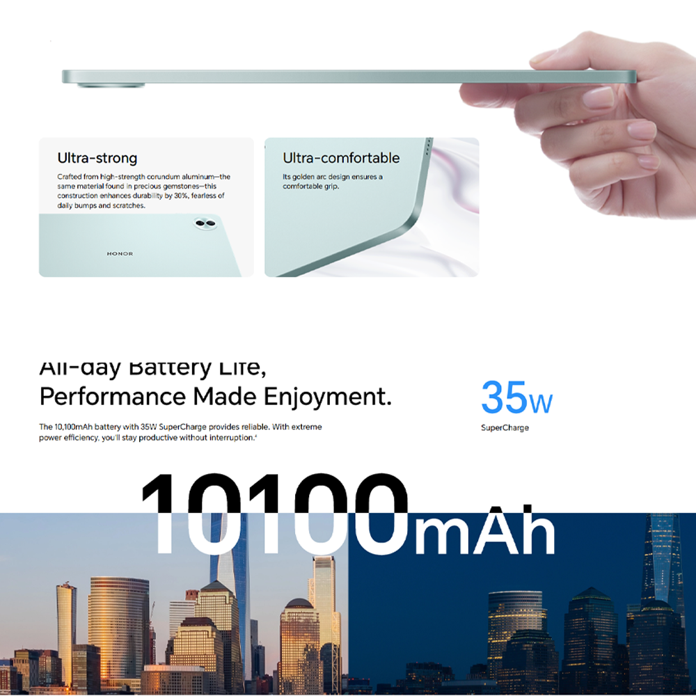 HONOR Pad 10 Wi-Fi 8GB+256GB | 8MP Main Camera | 12.1 inch | Qualcomm SM7550-AB Snapdragon 7 Gen 3 (4 nm) | Li-Po 10100mAh | Android 15, MagicOS 9