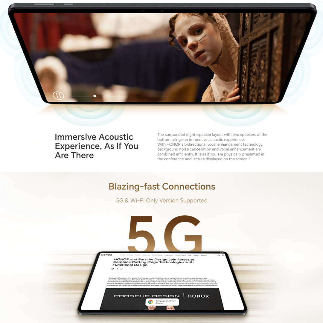HONOR Pad 9 16GB+256GB | 8300mAh Large Battery +35W Fast Charging4 | 4nm Snapdragon 6 Gen 1 Chipset | Blazing-fast Connections 5G & Wi-Fi Only Version Supported | Tablet with 1 Year Warranty