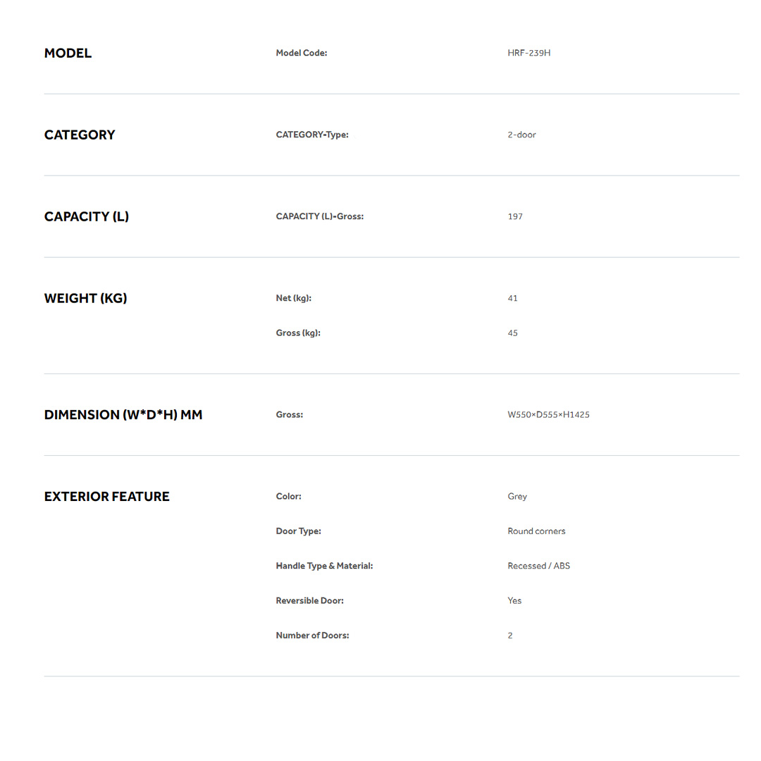HAIER 216L/238L  2 Doors Top Mount Refrigerator HRF-238H/HRF-239H| Non-Inverter | Interior LED Delight | No Frost | Refrigerator with 2 Year Warranty