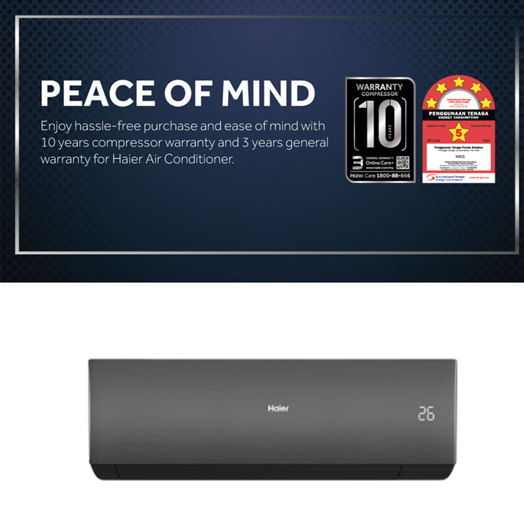 HAIER 1.5HP R32 UV Cool Inverter Wall Mount Air Conditioner HSU-13VXA22 |  PID Inverter | Smart Clean | WIFI Control | UVC Sterilization | Air Conditioner with 3 Years Warranty