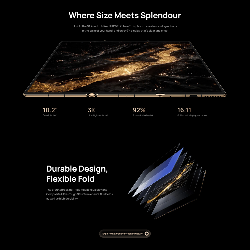 HUAWEI Mate XT Ultimate Design 16GB+1TB | 10.2 inch, Tri-foldable LTPO OLED | 50MP Main Camera | Kirin 9010, Octa-Core | Si/C Li-Ion 5600 mAh