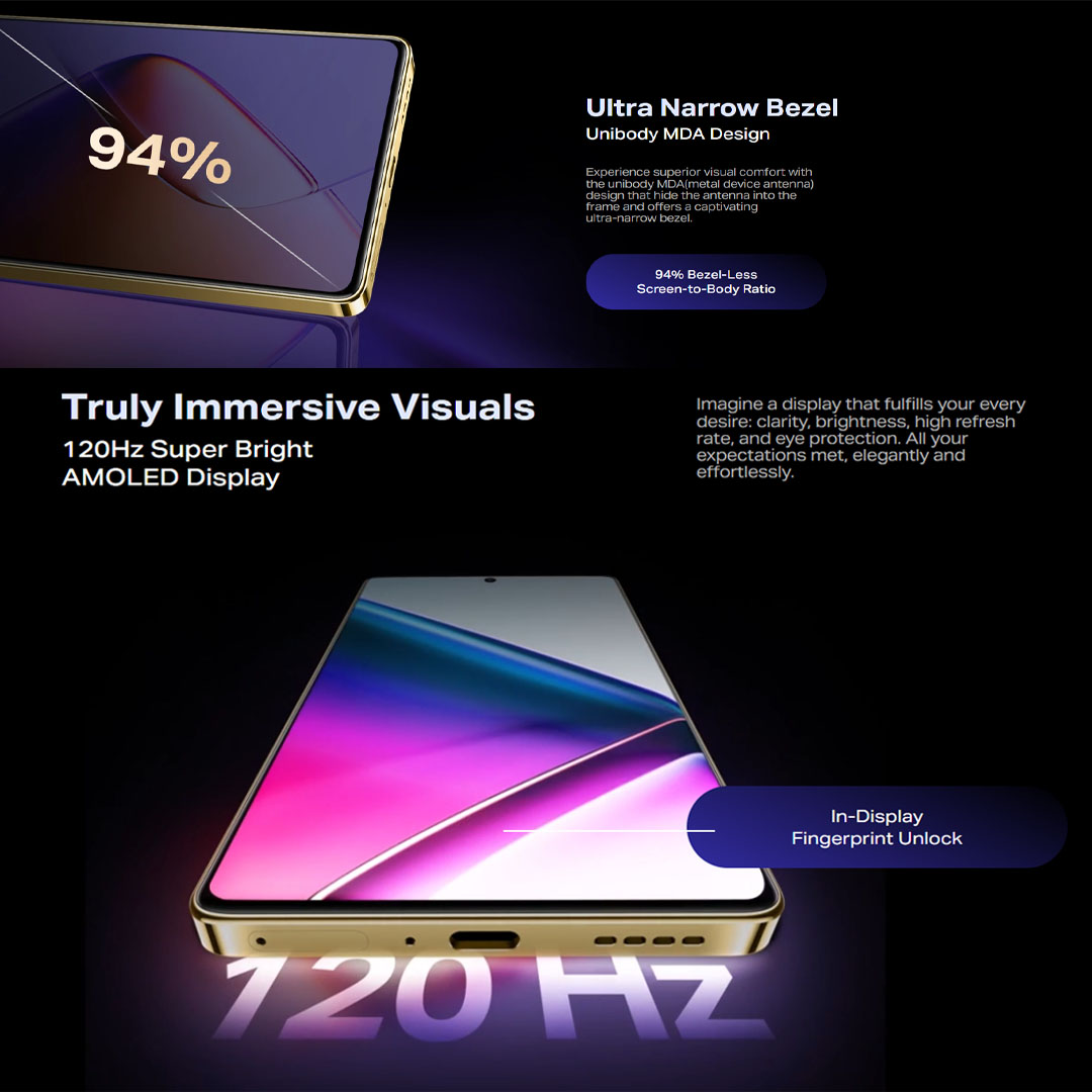 Infinix Note 40 8GB+256GB | Li-Po 5000mAh | 45W | 6.78 inches | Flexible AMOLED display | Mediatek Helio G99 Ultimate | Smartphone with 1 Year Manufacturer Warranty