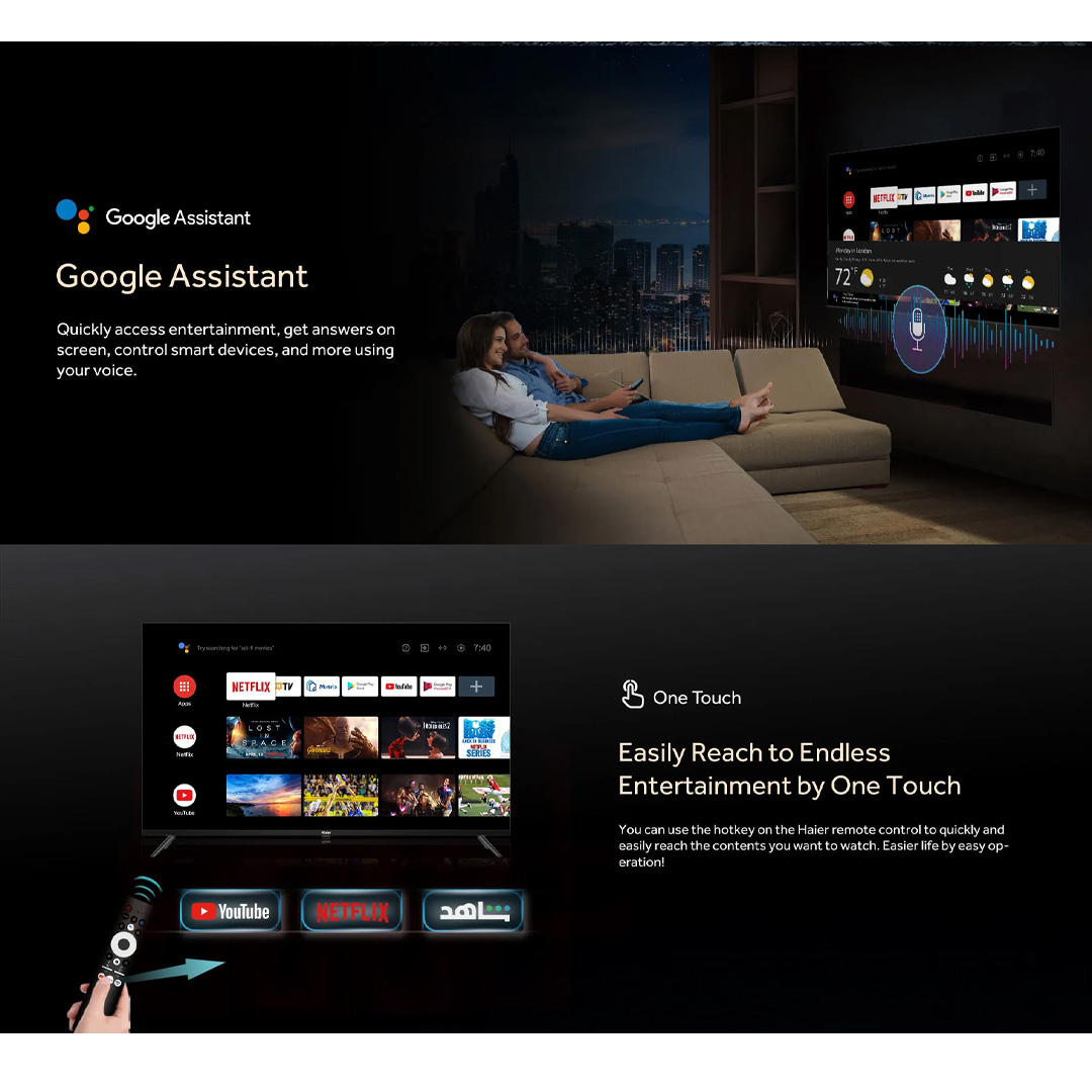 HAIER 50" /55" / 65" 4K HDR Google TV | H50K800UG / H55K800UG / H65K800UG | Awesome Vision | Natural Audio | One Touch | Google TV with 2 Year Warranty