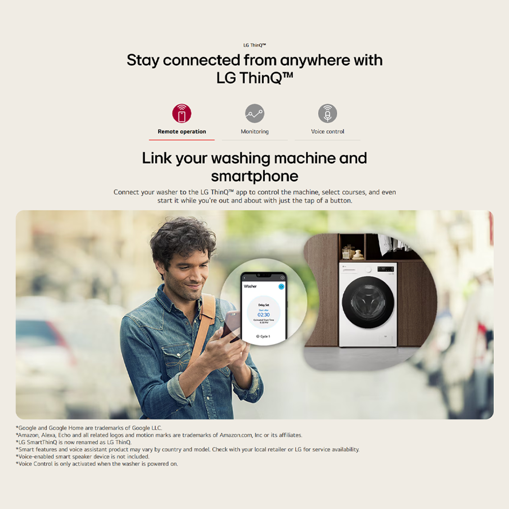 LazMallLG 15KG Slim Front Load Inverter Washing Machine with AI Direct Drive F2515SNTGE | AI Inverter Direct Drive | TurboWash 360 | Steam