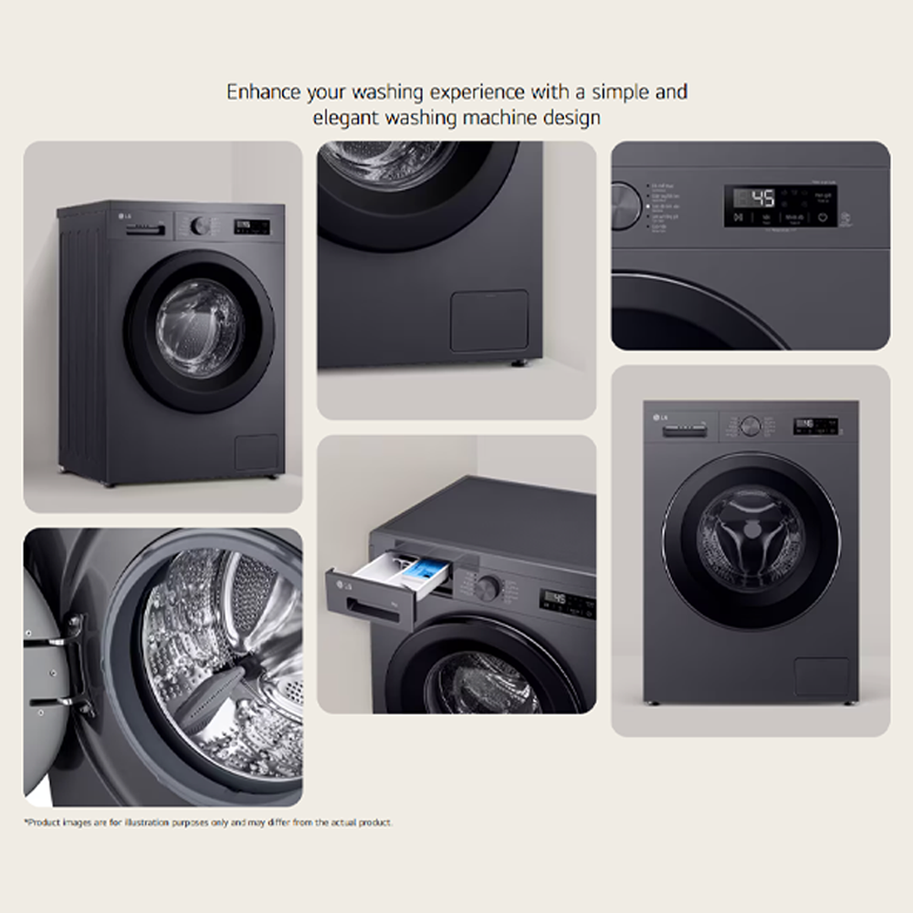 LG 9KG Front Load Washer with 6 Motion Inverter Direct Drive  FB1209S6M | Steam Technology | Tub Clean Washing Drum Cleaning Feature | Smart Diagnosis