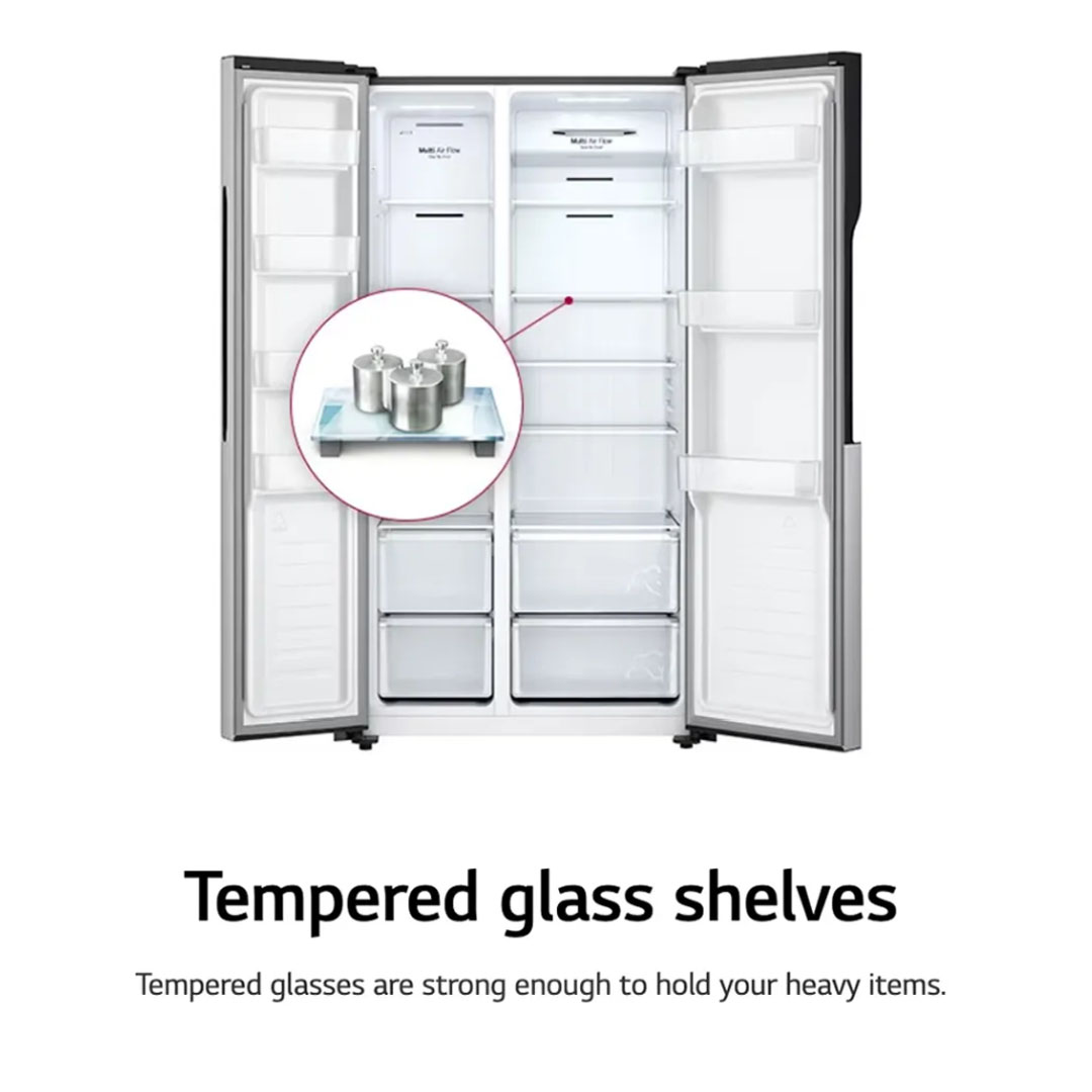 LG 508L Side by Side Smart Inverter Refrigerator GC-B507PGAM | Door Alarm | Express Freeze | Horizontal Pocket Handle Type | Refrigerator with 1 Year Warranty