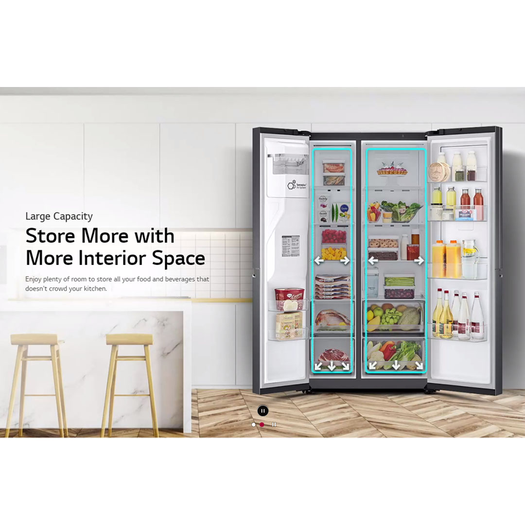 LG 635L Side by Side Smart Inverter Refrigerator Matte GC-J257SQNW | Remote Control | Smart Alert | DoorCooling+™ | LinearCooling™ | Exprese Cool | Refrigerator with 1 Year Warranty